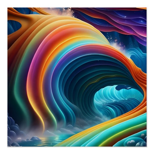 Sierlijke heldere regenboog waterval perfect poster (Voorkant)