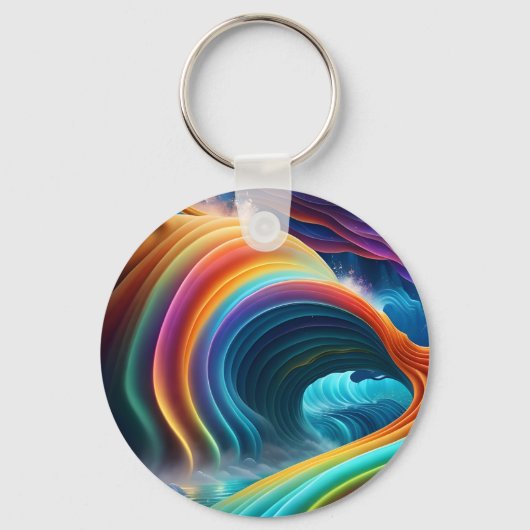Sierlijke heldere regenboog waterval sleutelhanger (Voorkant)