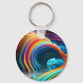 Sierlijke heldere regenboog waterval sleutelhanger (Achterkant)