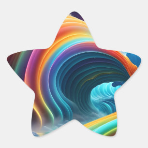 Sierlijke heldere regenboog waterval ster sticker