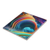 Sierlijke heldere regenboog waterval tegeltje (Zijkant)