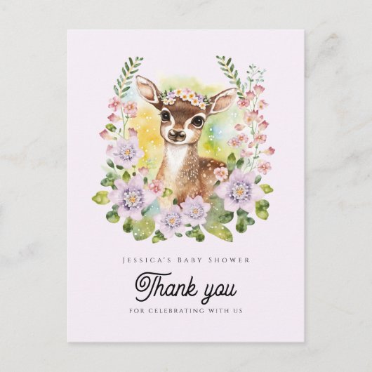 Sierlijke herten  babyshower dankkaartje briefkaart (Voorkant)