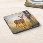 Sierlijke herten in het bos Natuur ontwerp Bier Onderzetter (Linkerzijde)