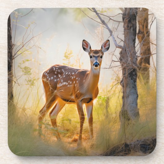 Sierlijke herten in het bos Natuur ontwerp Bier Onderzetter (Voorkant)