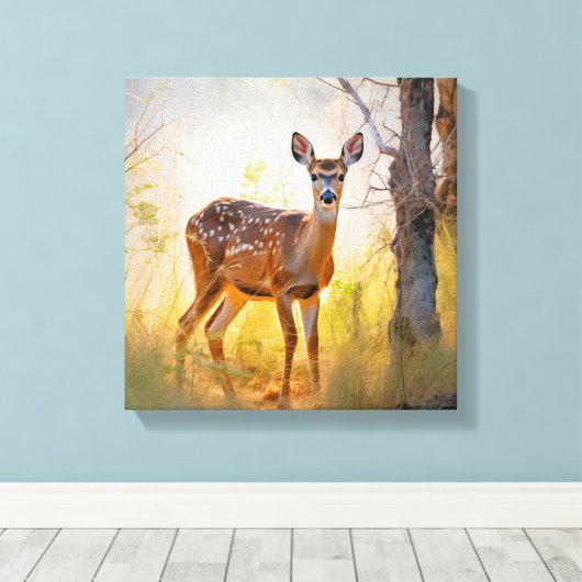 Sierlijke herten in het bos Natuur ontwerp Canvas Afdruk (Insitu (Houten vloer))