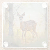 Sierlijke herten in het bos Natuur ontwerp Glazen Onderzetter (Achterkant)
