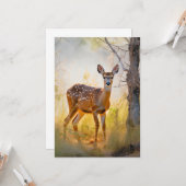 Sierlijke herten in het bos Natuur ontwerp Kaart (Voorkant / Achterkant in situ)