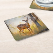 Sierlijke herten in het bos Natuur ontwerp Kartonnen Onderzetters (Schuin)
