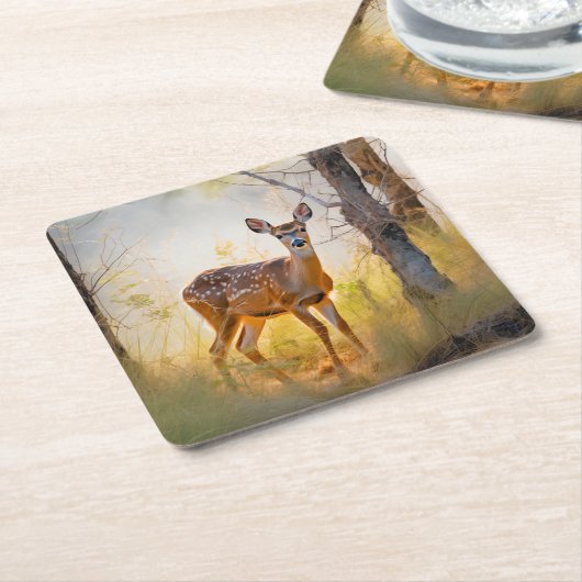 Sierlijke herten in het bos Natuur ontwerp Kartonnen Onderzetters (Schuin)