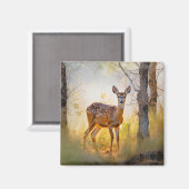 Sierlijke herten in het bos Natuur ontwerp Magneet (Voorkant / Achterkant)