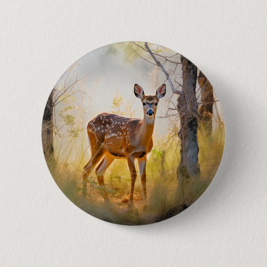 Sierlijke herten in het bos Natuur ontwerp Ronde Button 5,7 Cm (Voorkant)