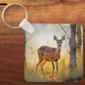 Sierlijke herten in het bos Natuur ontwerp Sleutelhanger (Voorkant)
