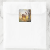 Sierlijke herten in het bos Natuur ontwerp Vierkante Sticker (Tas)