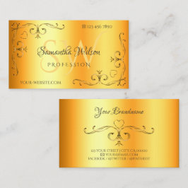 Sierlijke Hoeken Initialen Lichtgevend Oranje Glit Visitekaartje