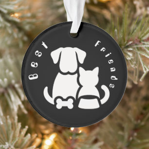 Sierlijke honden- en katten-silhouetornament voor ornament