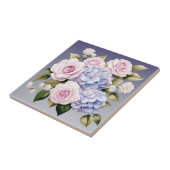 Sierlijke Hortensia's en Rozen Bloemen Tegeltje (Zijkant)