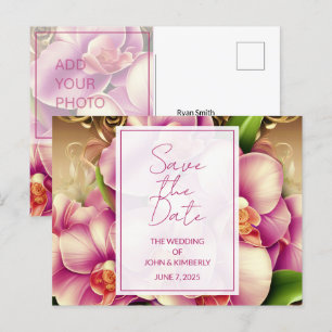 Sierlijke Huwelijksfoto QR Cd Save the Date Postka Aankondigingskaart