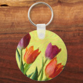 Sierlijke Impressionistische Tulpen Sleutelhanger (Voorkant)