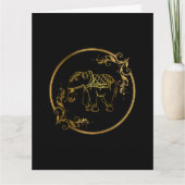 Sierlijke Indische Olifant in Gouden Lijst Lotus Kaart (Voorkant)