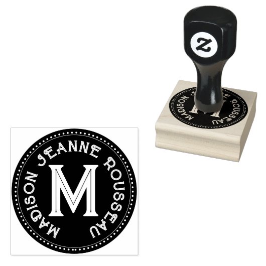 Sierlijke Initiaal Naam Monogram Rubberstempel (Gestempeld)