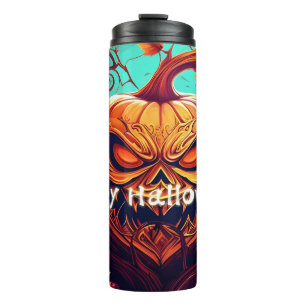 Sierlijke Jack-o-Lantern Gedraaide Tak Halloween Thermosbeker