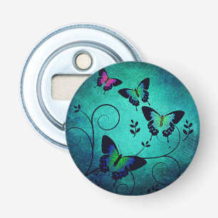 Sierlijke Juweel Vlinders Teal Button Flesopener