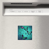 Sierlijke Juweel Vlinders Teal Magneet (Insitu (Vaatwasser))