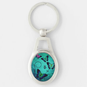 Sierlijke Juweel Vlinders Teal Sleutelhanger