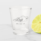 Sierlijke kalligrafie harten bruid ID1025 Shot Glas (Voorkant)