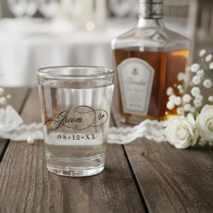 Sierlijke kalligrafie harten Bruidegom ID1025 Shot Glas