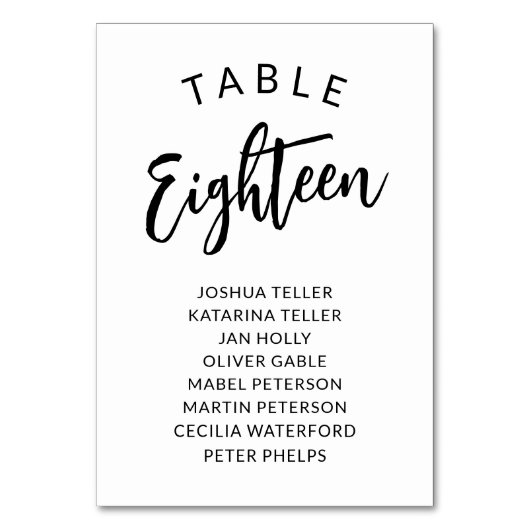 Sierlijke kalligrafie tafel nummer gast namen kaart (Achterkant)