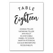 Sierlijke kalligrafie tafel nummer gast namen kaart (Voorkant)