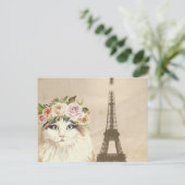 Sierlijke kat & Eiffeltoren Briefkaart (Staand voorkant)