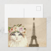 Sierlijke kat & Eiffeltoren Briefkaart (Voorkant / Achterkant)