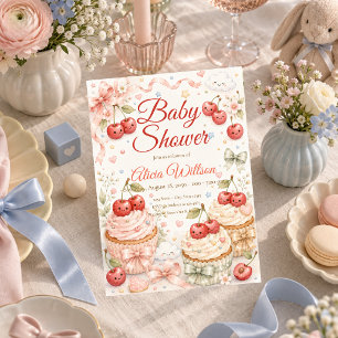 Sierlijke Kersen Baby Shower Kaart