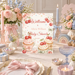 Sierlijke Kersen Baby Shower Reclamebord Met Voetstuk