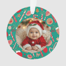 Sierlijke Kerst Foto Ornament – Handgetekend