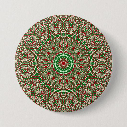 Sierlijke Kerst Mandala 2 Ronde Button 7,6 Cm (Voorkant)