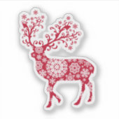 Sierlijke kerst rendieren met sneeuwvlokken sticker (Voorkant)