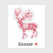 Sierlijke kerst rendieren met sneeuwvlokken sticker (Vel)
