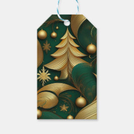 SIERLIJKE KERSTBOOM GROEN EN GOUD CADEAULABEL