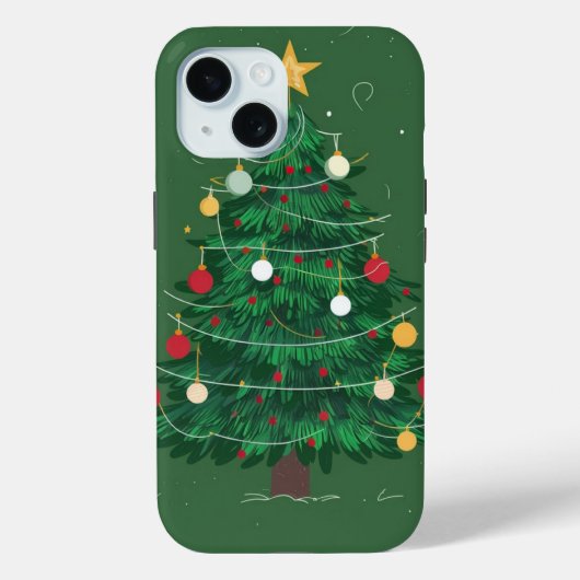 Sierlijke Kerstboom Groene Achtergrond Case-Mate iPhone Case (Achterkant)