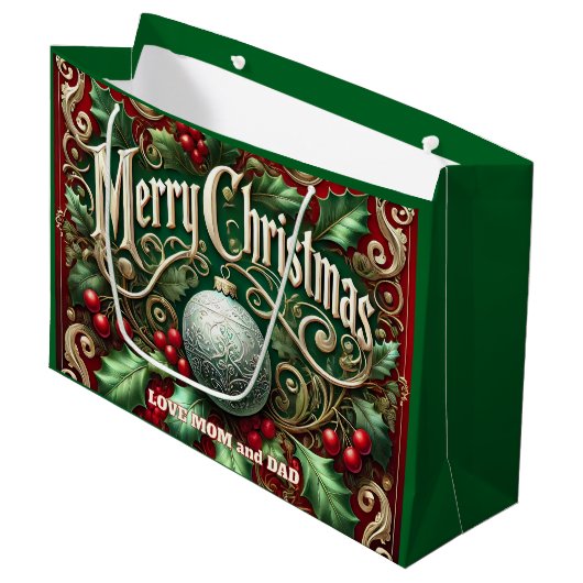 Sierlijke Kerstboom Groot Cadeauzakje (Voorkant Gekanteld)