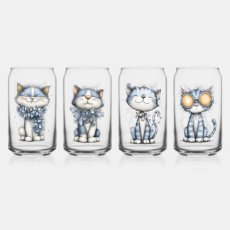 Sierlijke Kerstkatten Blikvorm Glas
