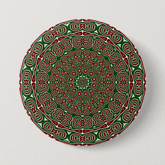 Sierlijke Kerstmandala Ronde Button 7,6 Cm (Voorkant)