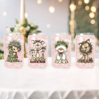 Sierlijke Kerstmis Bosdieren Blikvorm Glas