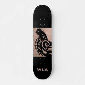 Sierlijke kippen silhouet in namaak koper en zwart persoonlijk skateboard (Voorkant)