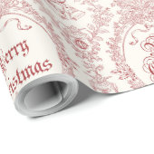Sierlijke Klassieke Vintage Prettig Kerstmis Rood  Cadeaupapier (Rol Hoek)