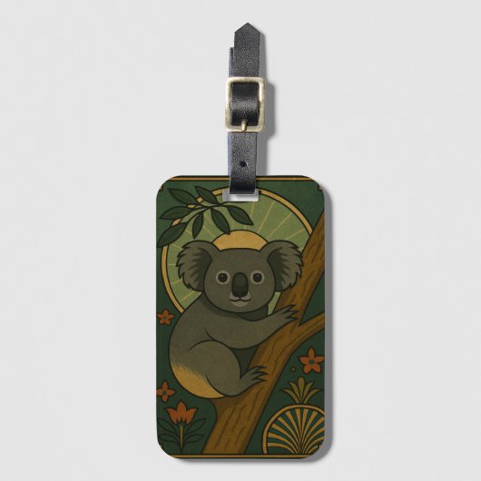 Sierlijke Koala in Botanische Mandala Bagagelabel (Voorkant (verticaal))