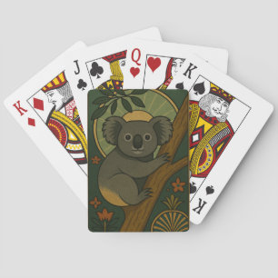 Sierlijke Koala in Botanische Mandala Pokerkaarten